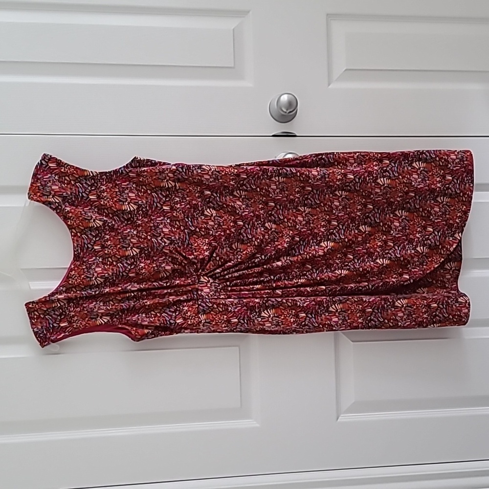 Pink faux wrap gathered dress